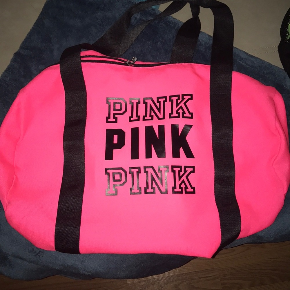 Neon Pink PINK duffel bag / gym bag